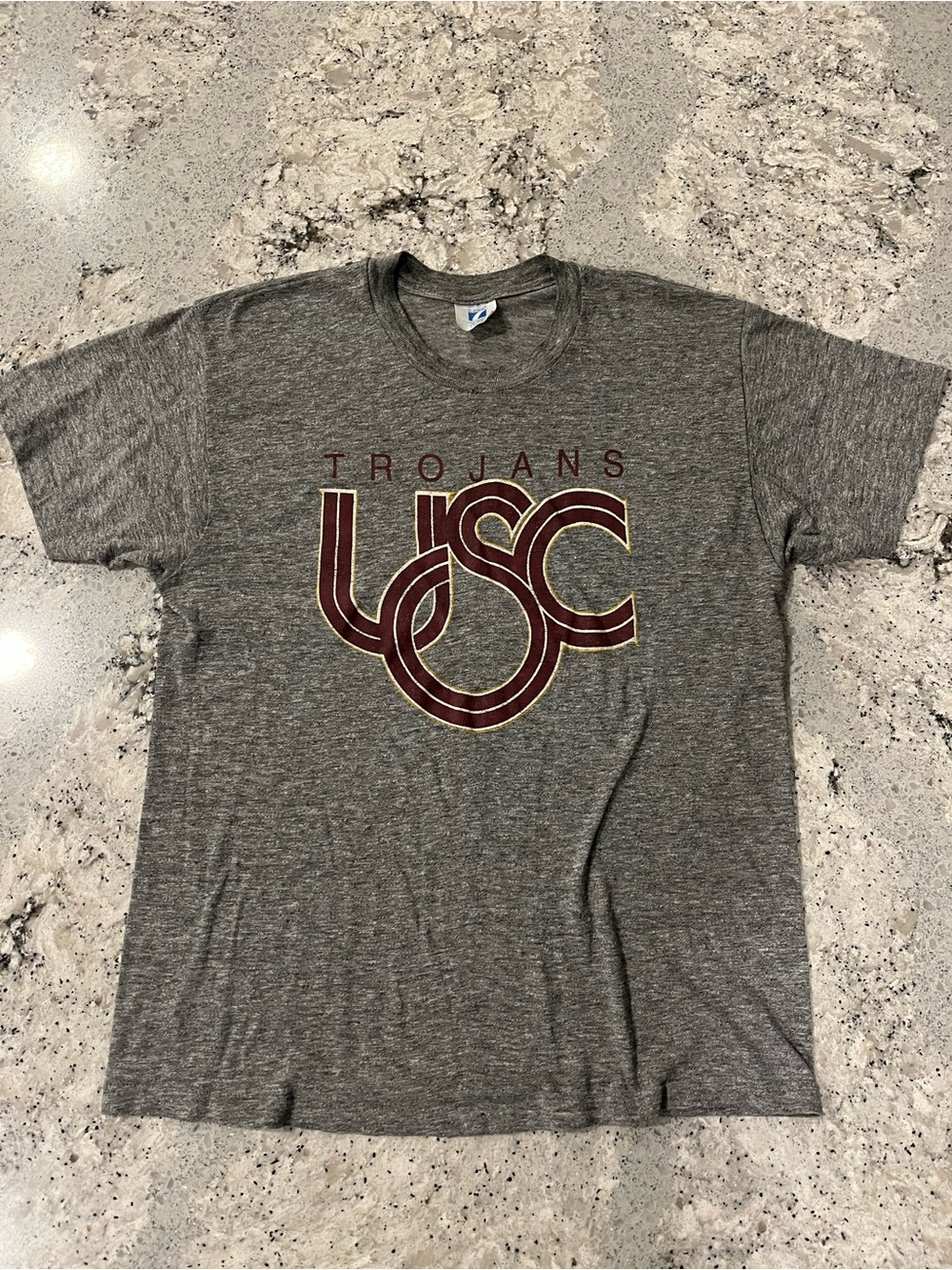 Vintage 80s LOGO 7 Grey USC Trojans Tee